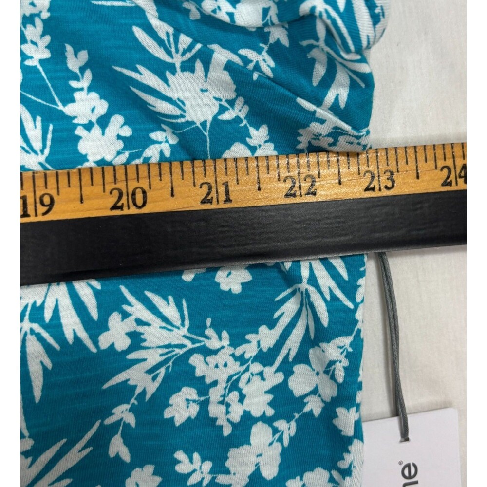 NWT Liz Claiborne Top Womens XL Turquoise Flutter Sleeve Tropical Cottage Casual - Picture 7 of 8